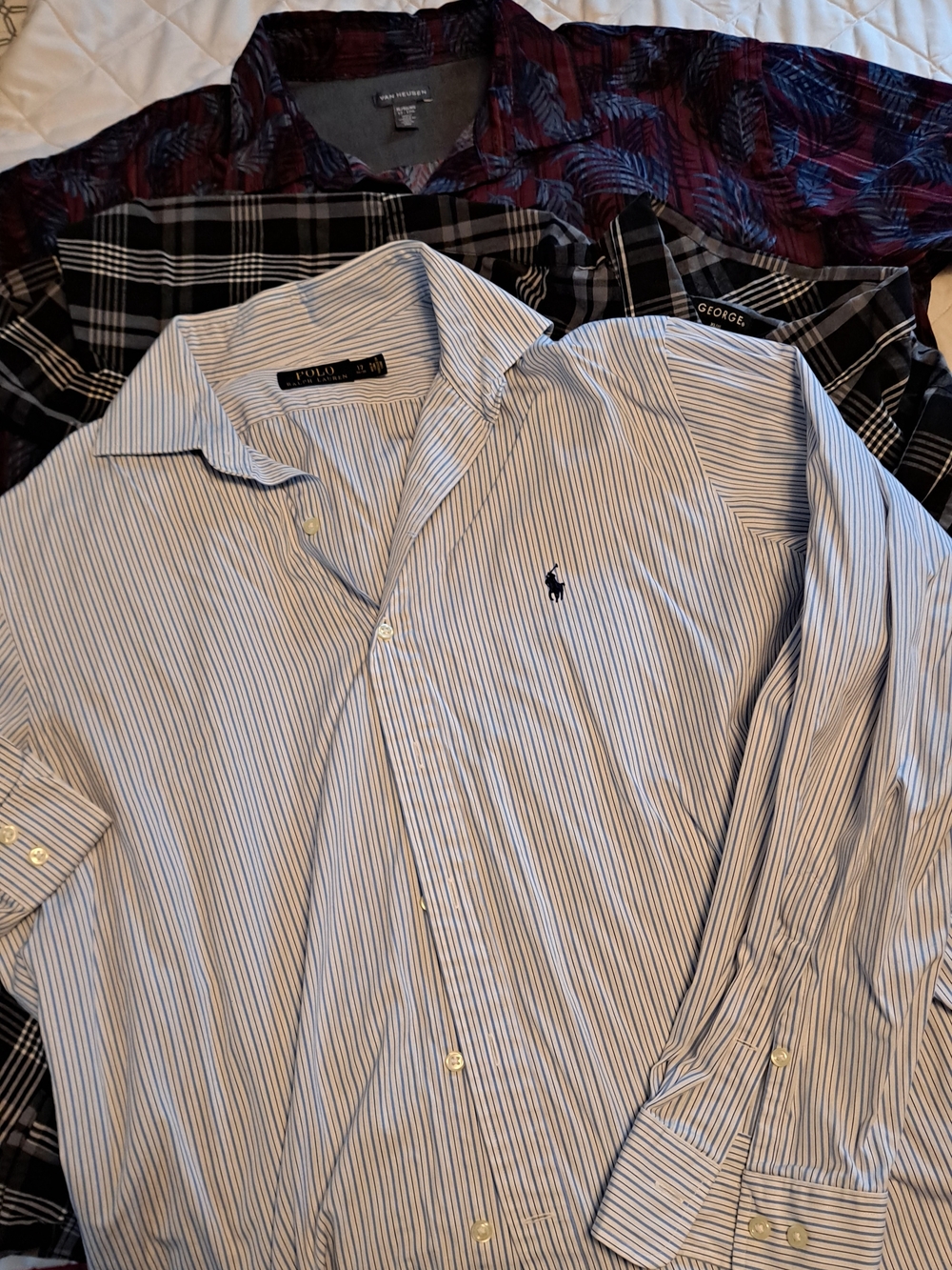 3 Mens Button Down Shirts Xl-Polo, Van Heusen, George